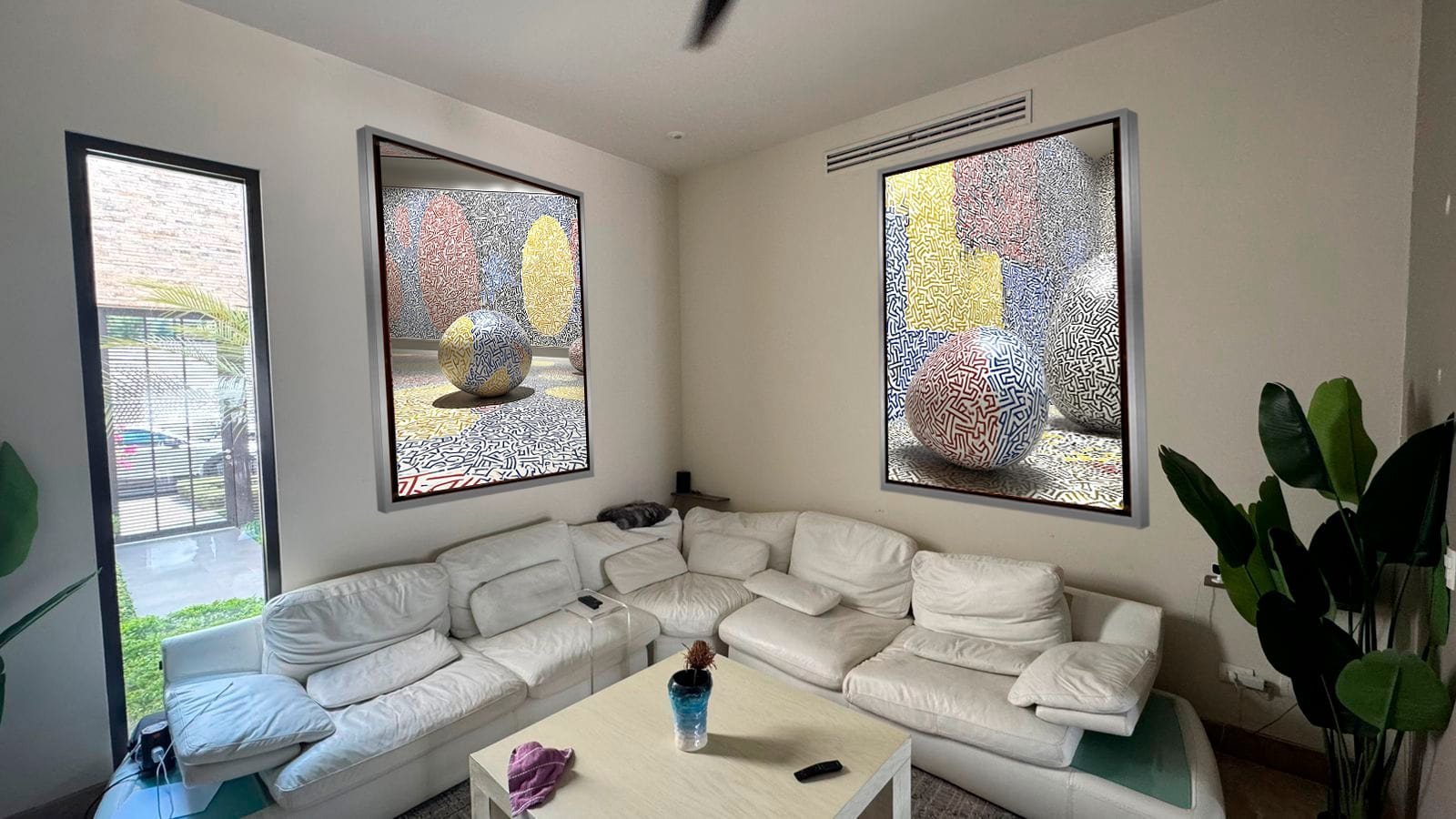 Sala residencial con piezas Nuora instaladas